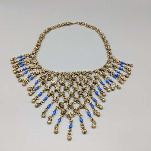 Vintage Cannetille Etruscan Revival Bib Necklace - Picture 8 of 11